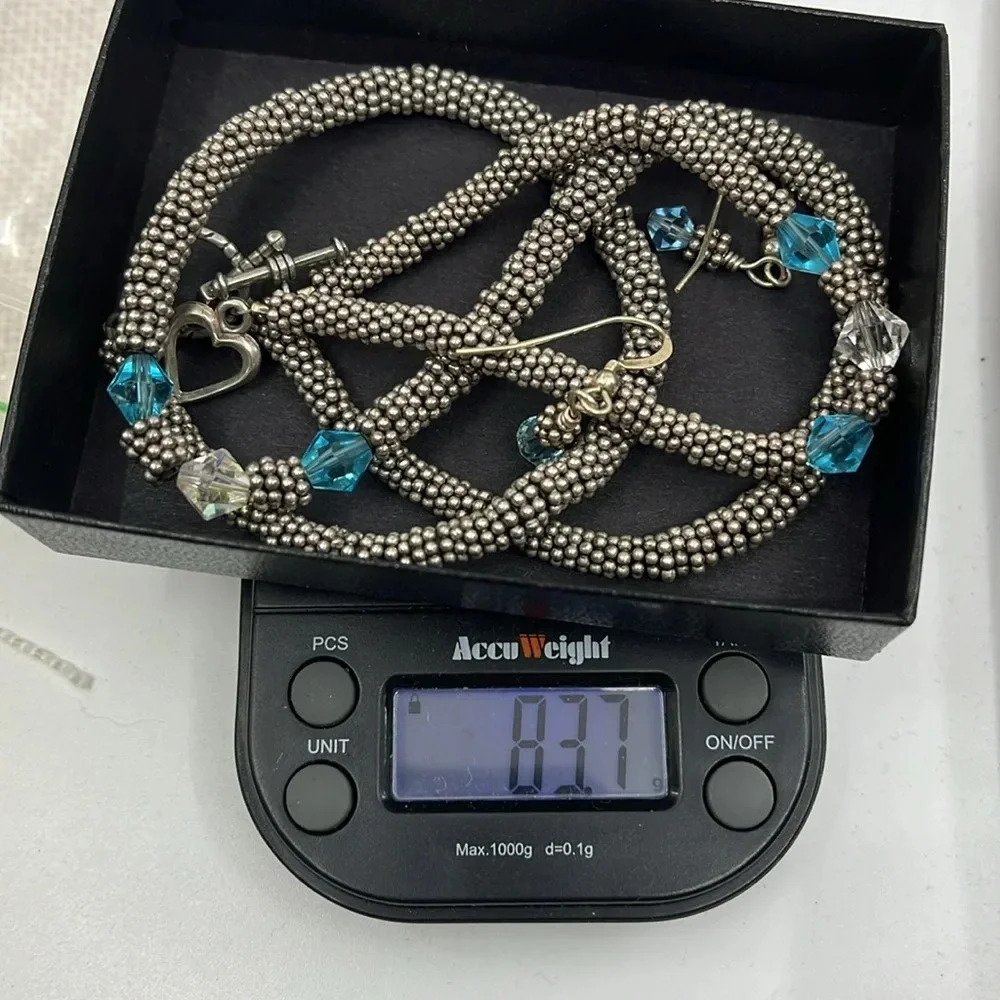 Vintage Sterling 925 Southwestern Jewelry Set - Necklace Bracelet Earrings - Picture 14 of 14